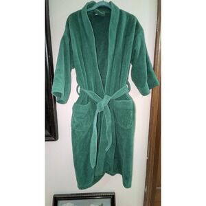 T.J.LAWFORD Vintage Turkish Towel Robe 80s Green Unisex Bathrobe One Size Unisex